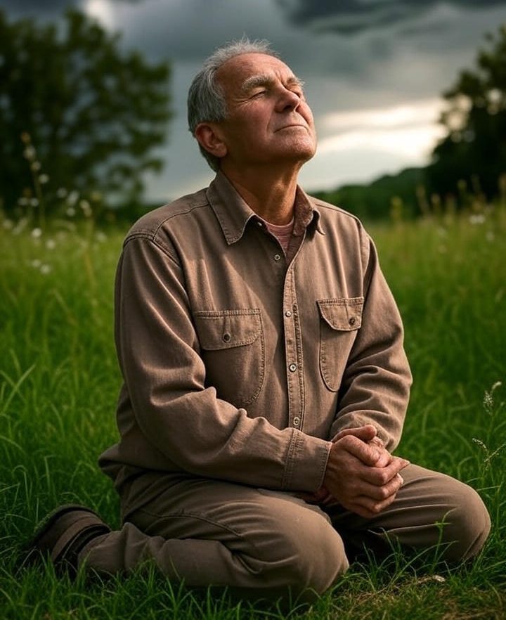 a person kneeling in prayer